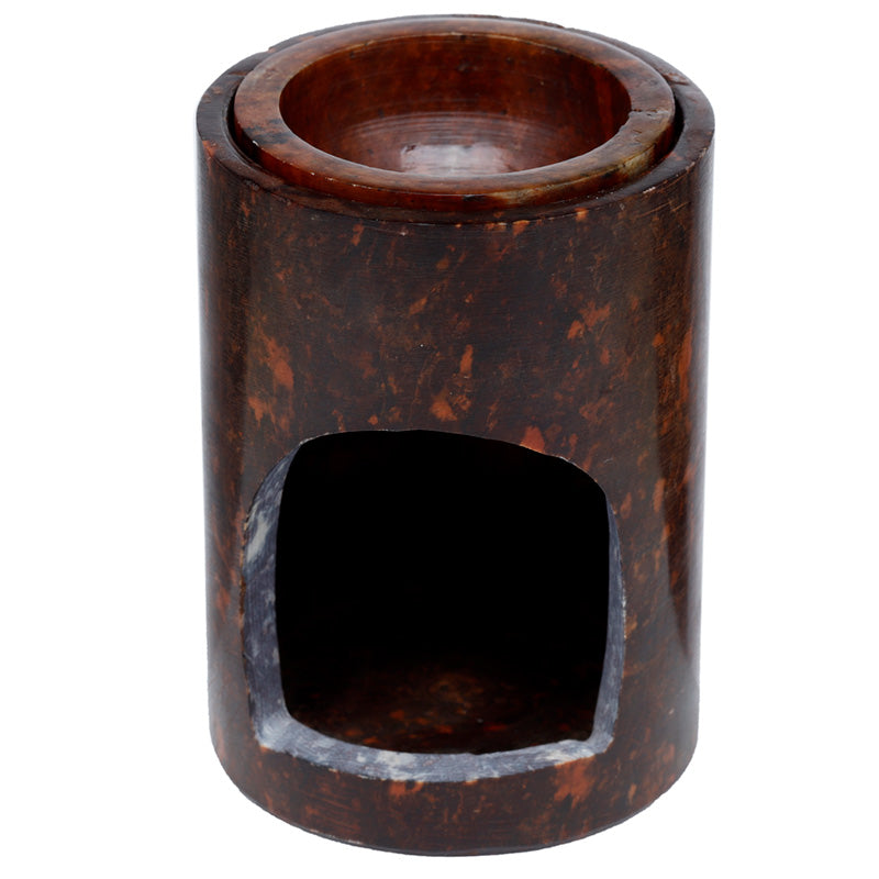 Dark Orange Soapstone Carved Chakra Oil Burner