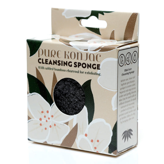 Pure Konjac Cleansing Sponge with Bamboo Charcoal - Florens Jasminum