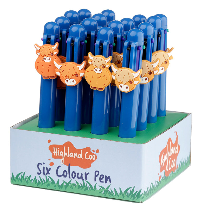 Highland Coo Multi Colour Pen (6 Colours)