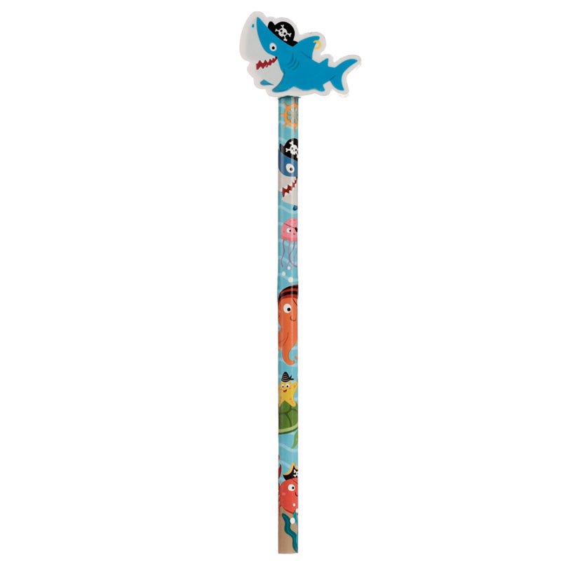 Fun Ahoy Ocean Pirate Friends Pencil and Eraser Topper Set