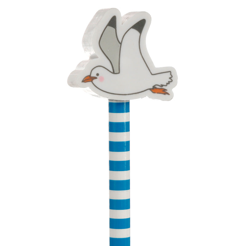 Fun Seagull Pencil and Eraser Topper Set