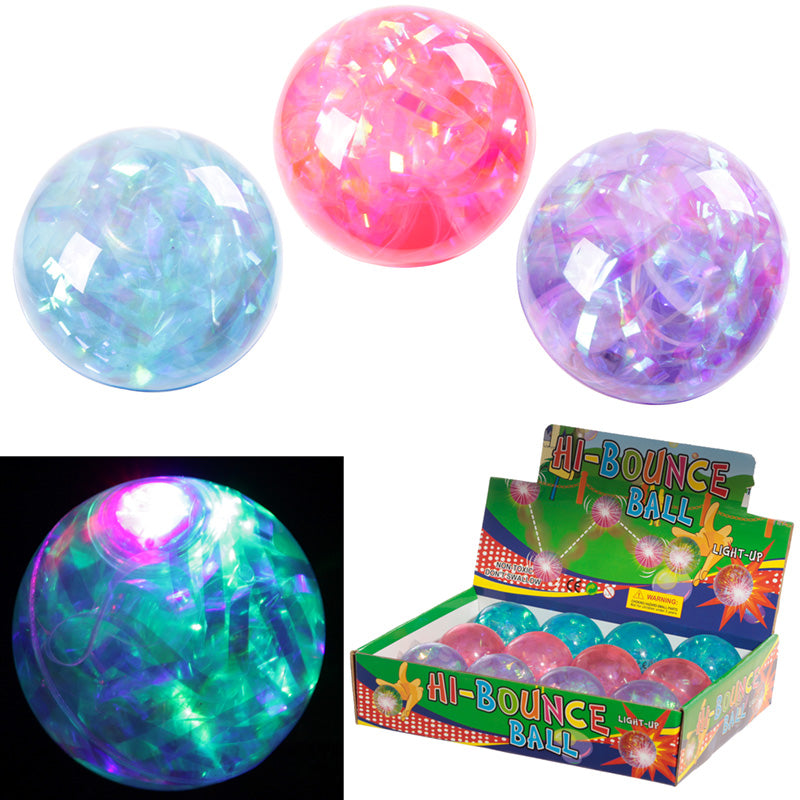 Fun Kids Flashing Rubber Bouncy Ball - Multi Glitter