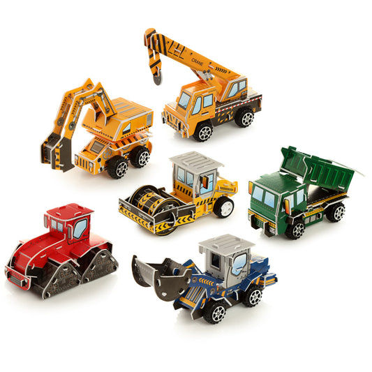 Fun Kids Pull Back Construction Truck Puzzle Toy