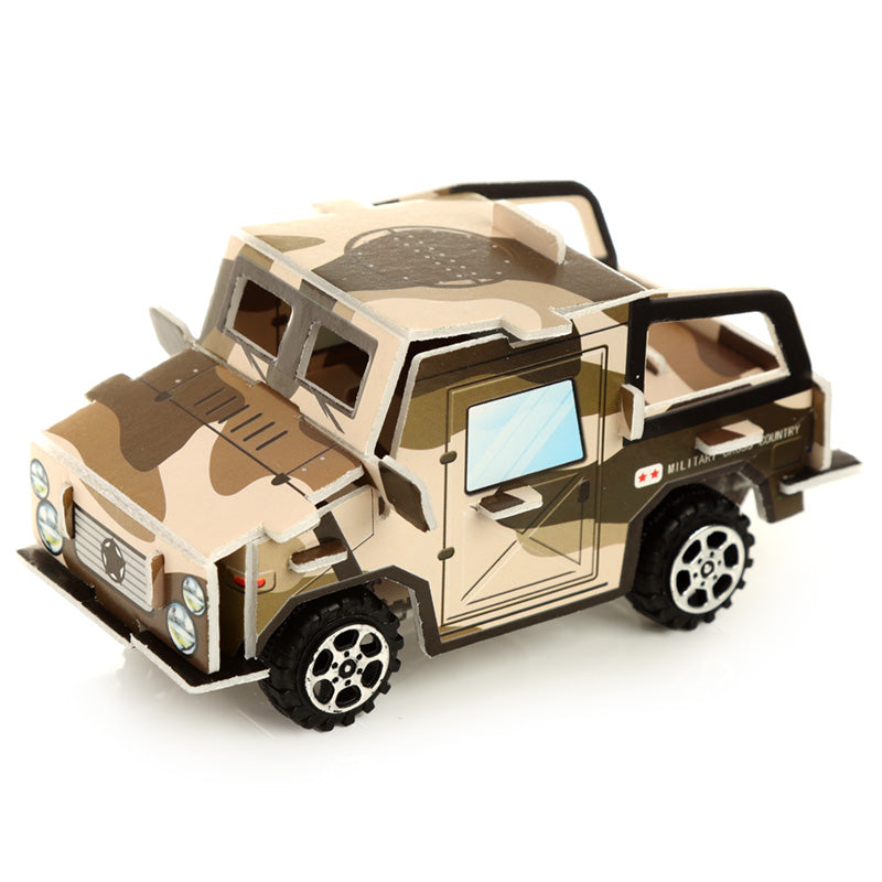 Fun Kids Pull Back Camouflage Car Puzzle Toy