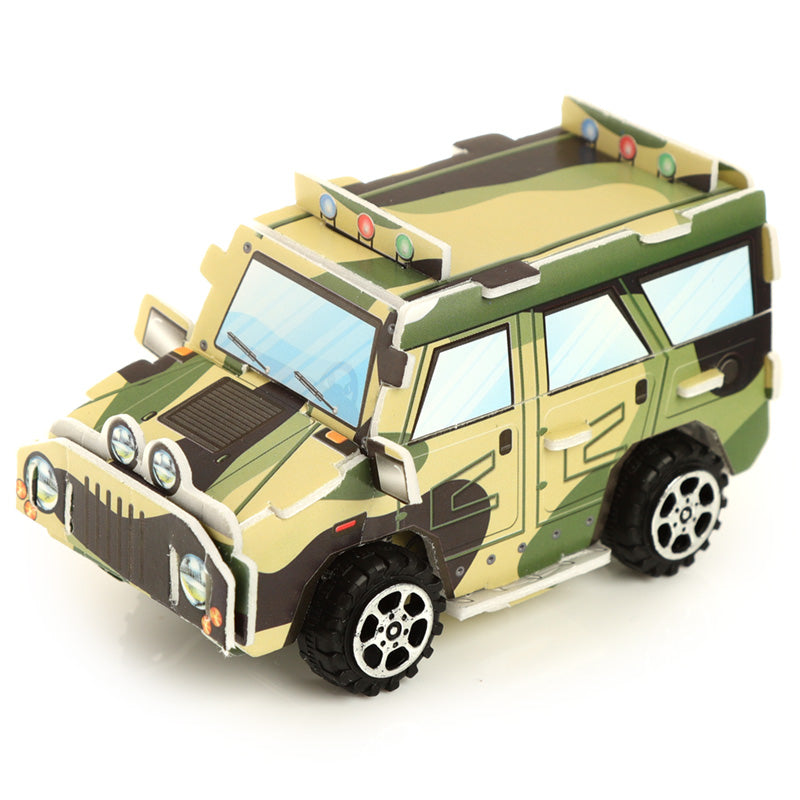 Fun Kids Pull Back Camouflage Car Puzzle Toy