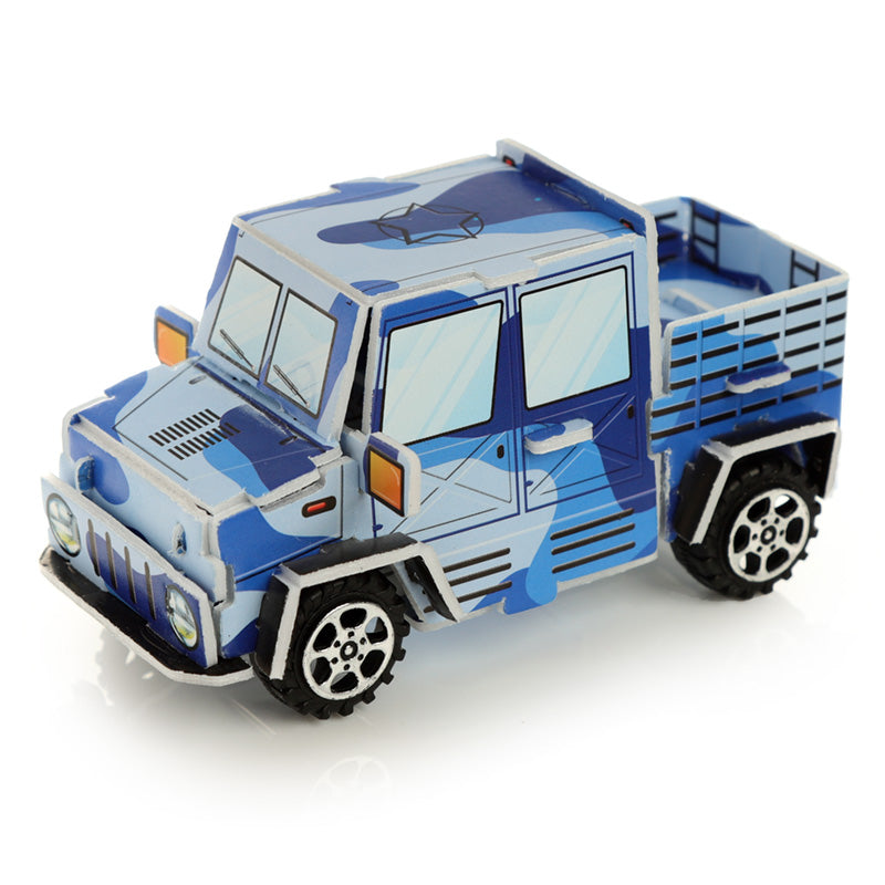 Fun Kids Pull Back Camouflage Car Puzzle Toy