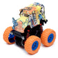 Graffiti School Bus 4x4 Rotating Stunt Monster Truck Toy