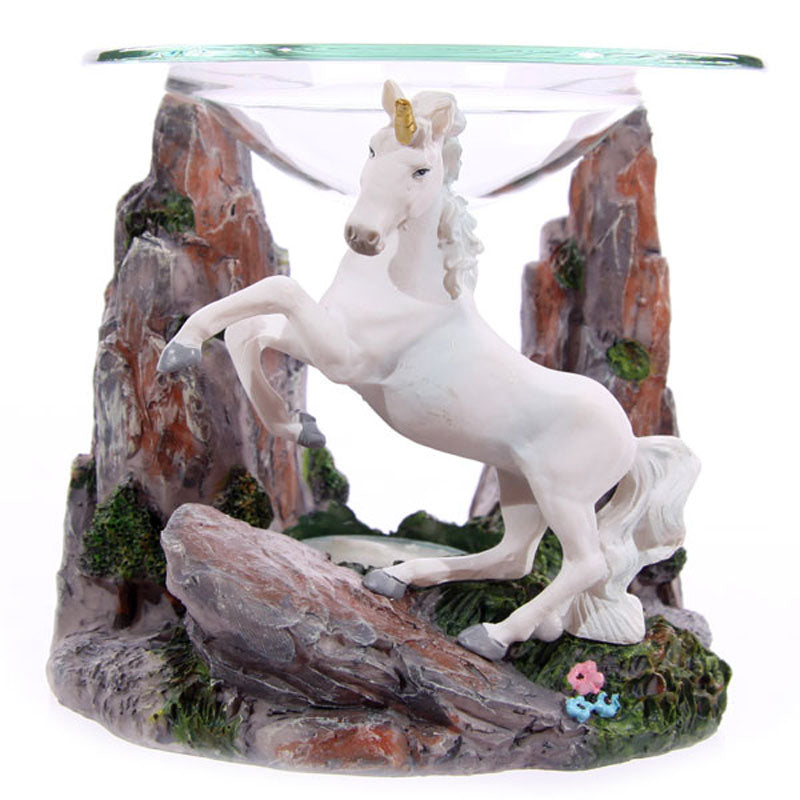 Fantasy Unicorn Design Oil  and  Wax Burner with Glass Dish