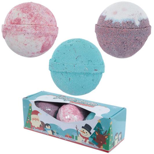 Handmade Bath Bomb Set of 3 - Christmas Fragrances in Gift Box