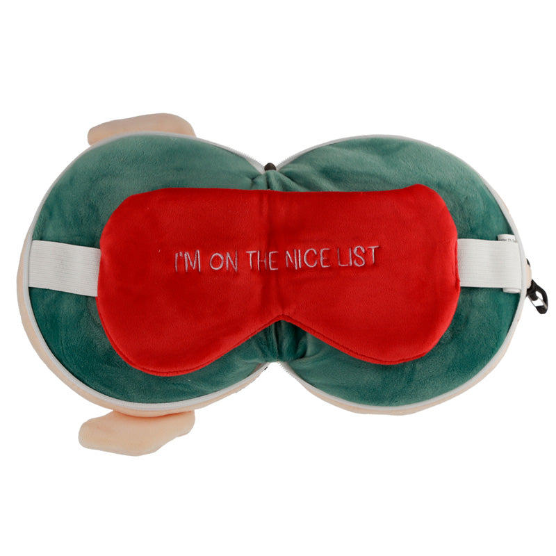 Christmas Elf Relaxeazzz Plush Round Travel Pillow  and  Eye Mask Set