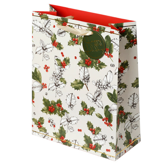 Christmas Botanical Holly Large Gift Bag