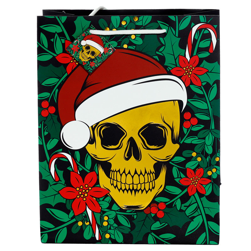 Metallic Skulls Large Christmas Gift Bag