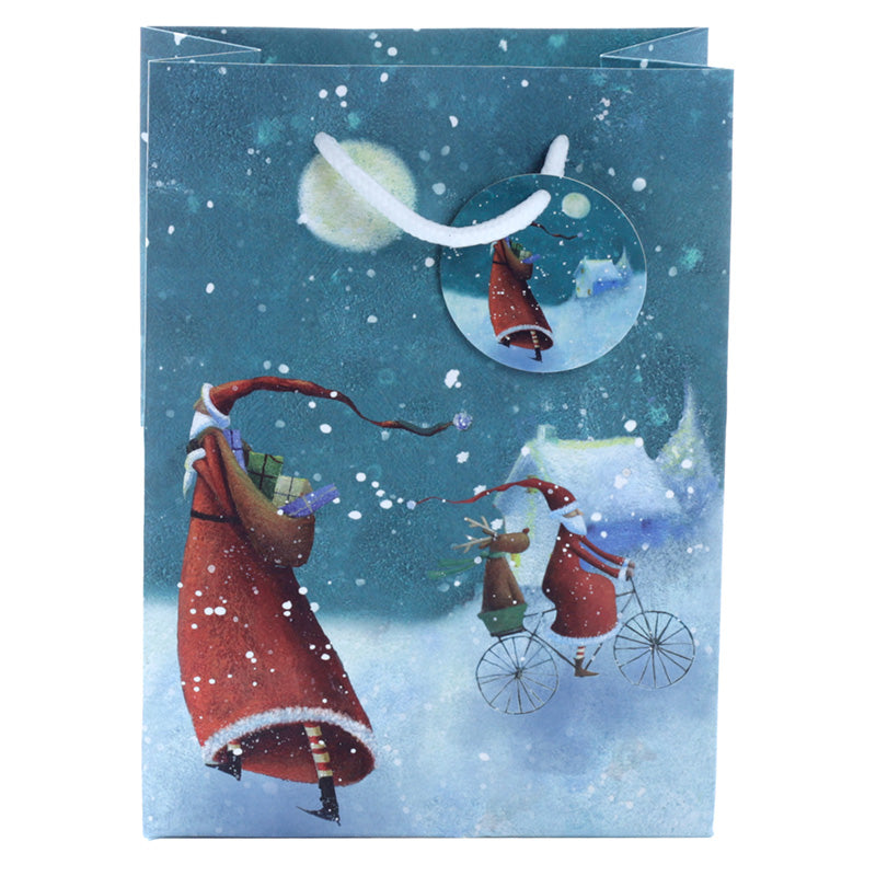 Jan Pashley Santa Christmas Medium Gift Bag