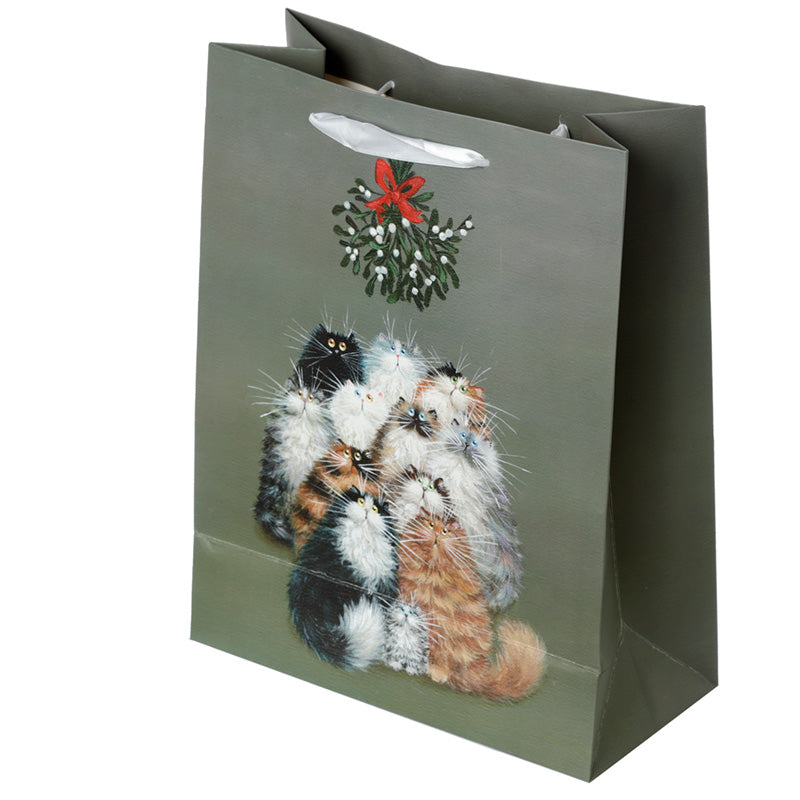 Kim Haskins Cats Christmas Mistletoe Large Gift Bag