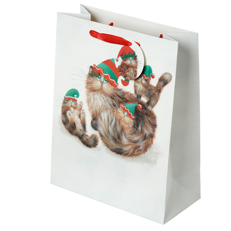Kim Haskins Cats Christmas Elves Large Gift Bag