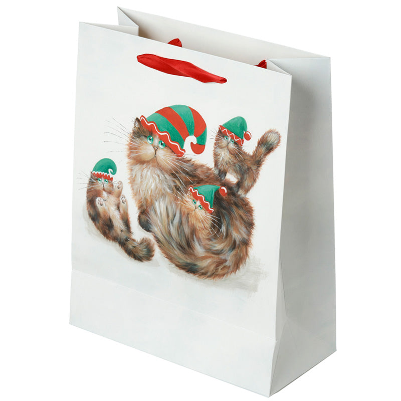 Kim Haskins Cats Christmas Elves Large Gift Bag