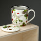 Porcelain Mug  and  Infuser Set - Winter Botanicals