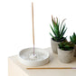 Stoneware Ashcatcher Incense Sticks  and  Cones Burner Dish - Christmas Snowflake White Glaze Relief