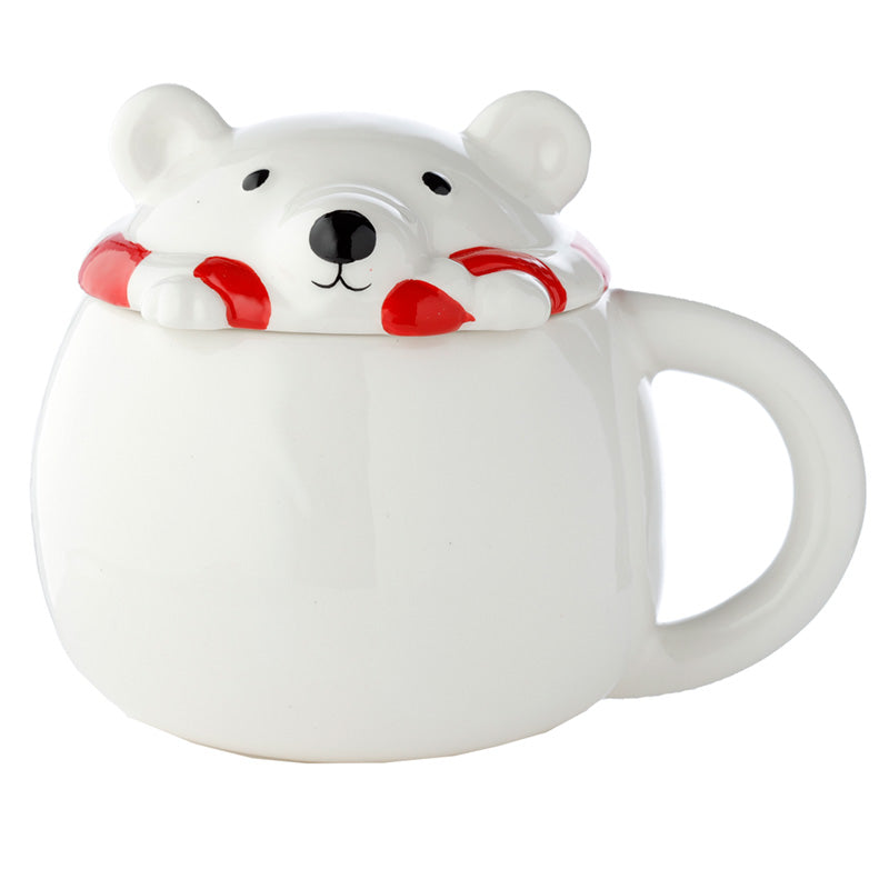 Peeping Lid Ceramic Lidded Animal Mug - Polar Bear