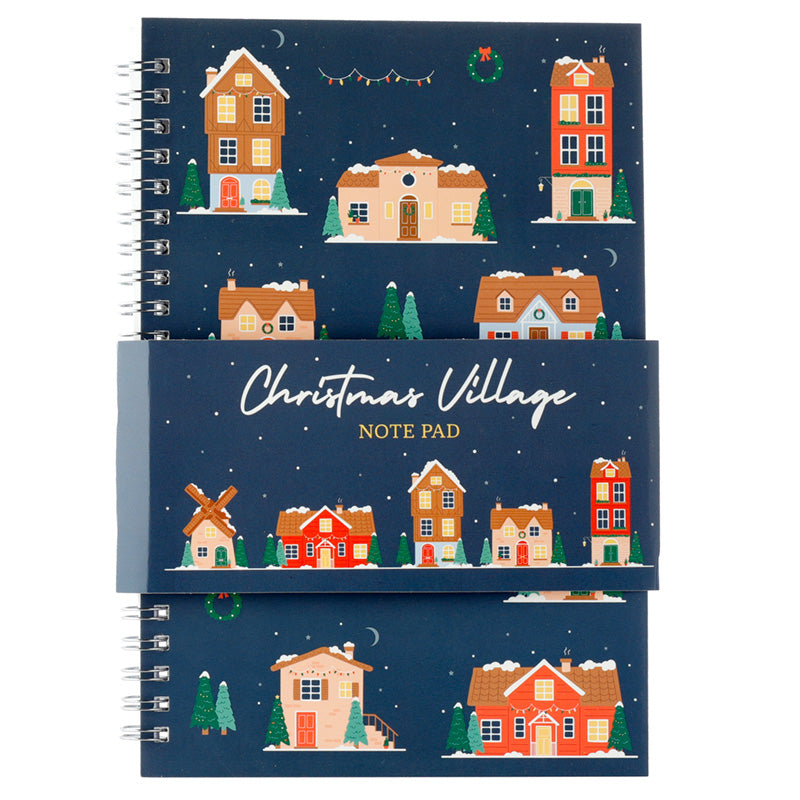 Spiral Bound A5 Lined Notebook - Christmas Village