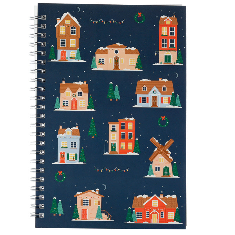 Spiral Bound A5 Lined Notebook - Christmas Village
