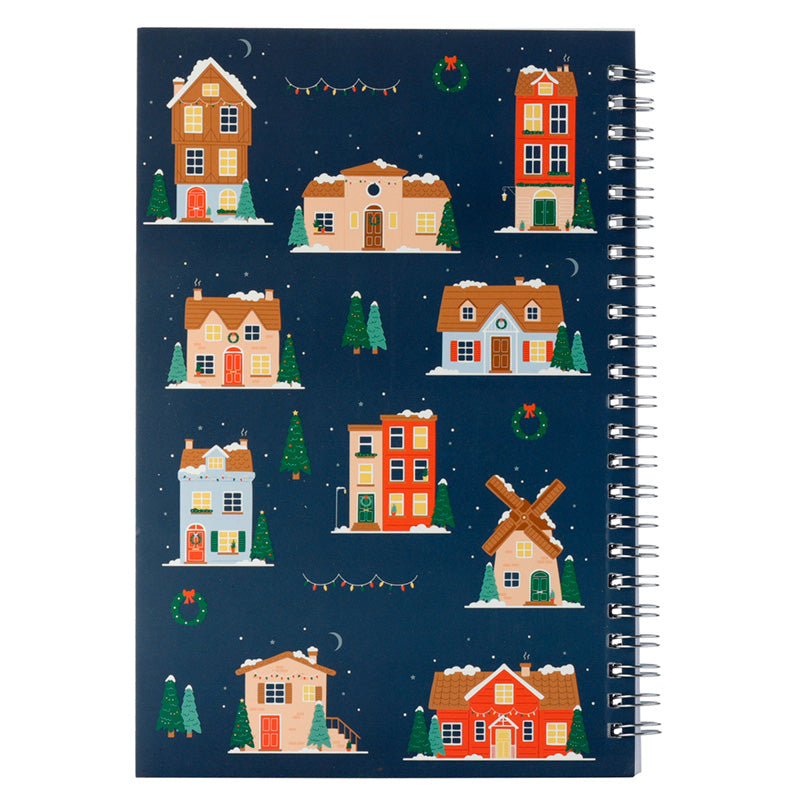 Spiral Bound A5 Lined Notebook - Christmas Village