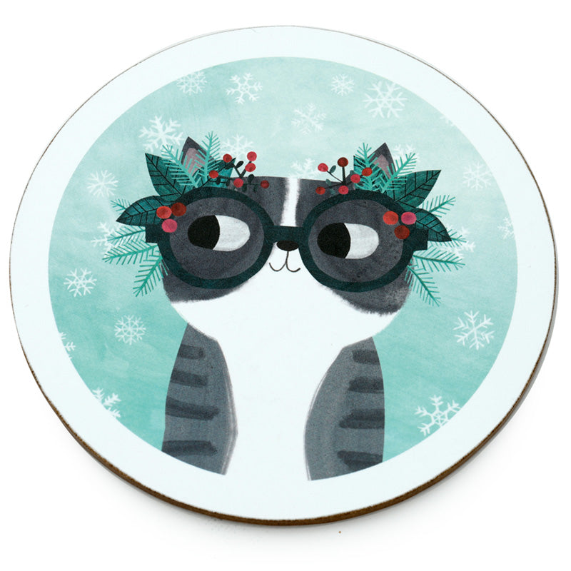 Porcelain Mug and Coaster Gift Set - Angie Rozelaar Planet Cat