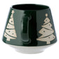 Stoneware Mug Green Glaze Relief - Christmas Tree