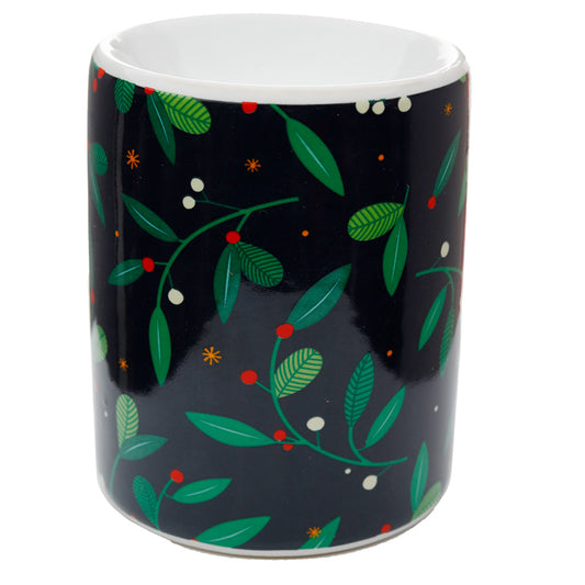 Printed Ceramic Oil Burner - Christmas Mistletoe  and  Winter Berries