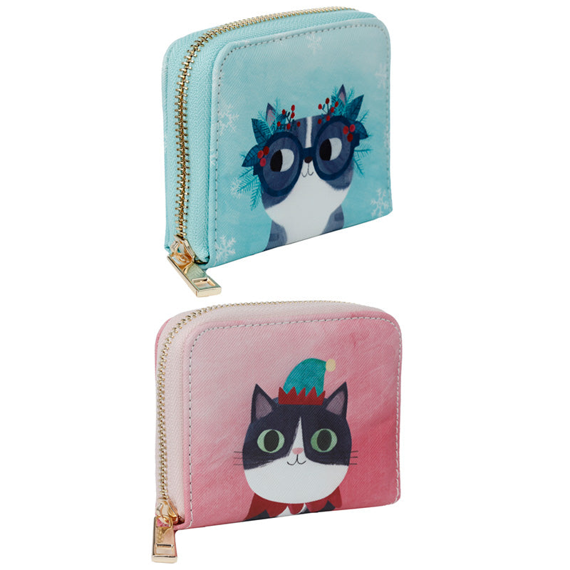 Small Zip Around Wallet - Angie Rozelaar Planet Cat Christmas