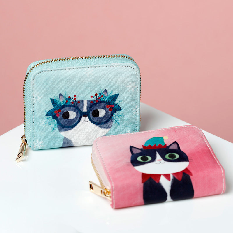 Small Zip Around Wallet - Angie Rozelaar Planet Cat Christmas