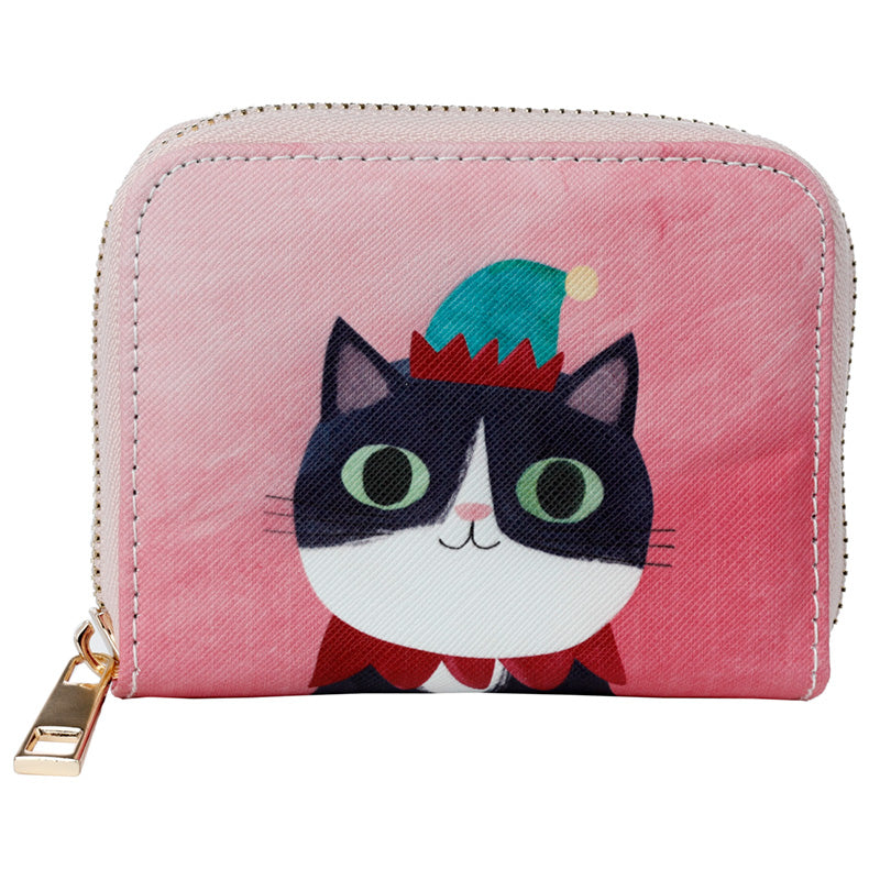 Small Zip Around Wallet - Angie Rozelaar Planet Cat Christmas