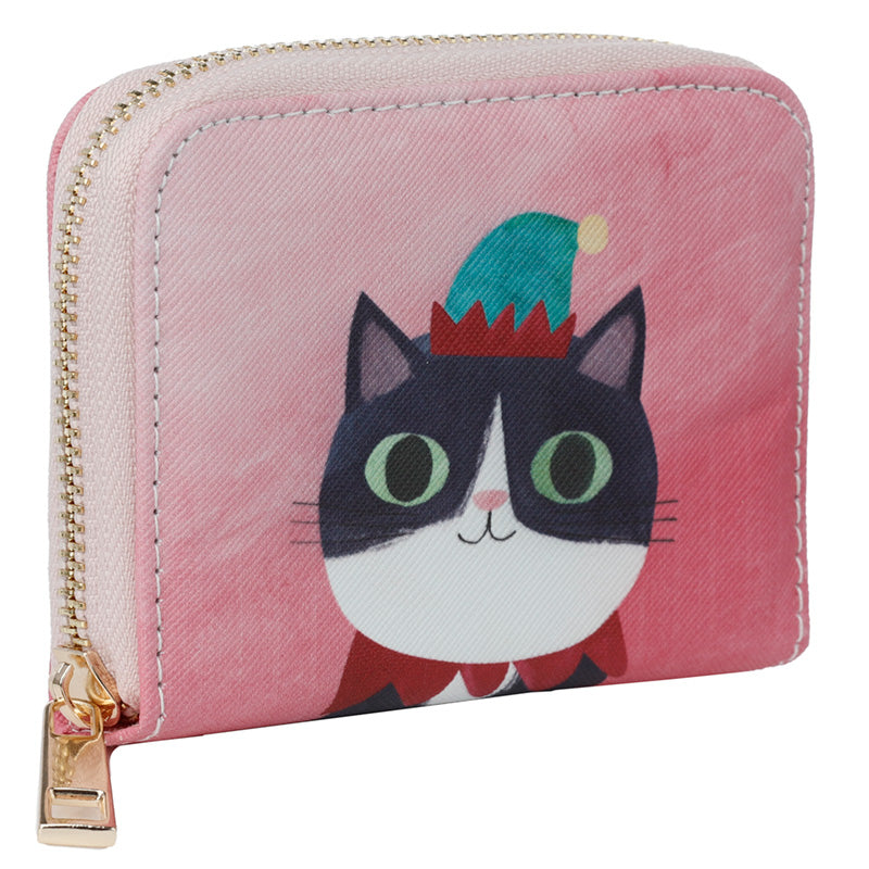 Small Zip Around Wallet - Angie Rozelaar Planet Cat Christmas