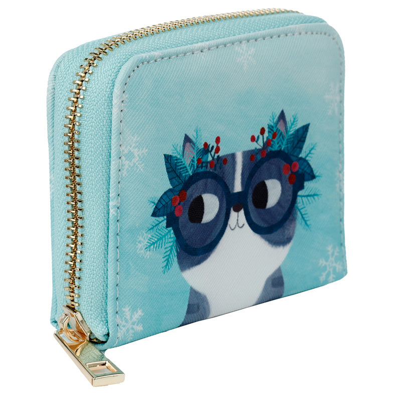 Small Zip Around Wallet - Angie Rozelaar Planet Cat Christmas