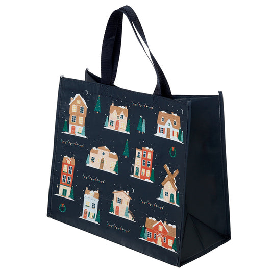 Recycled RPET Reusable Shopping Bag - Christmas Houses